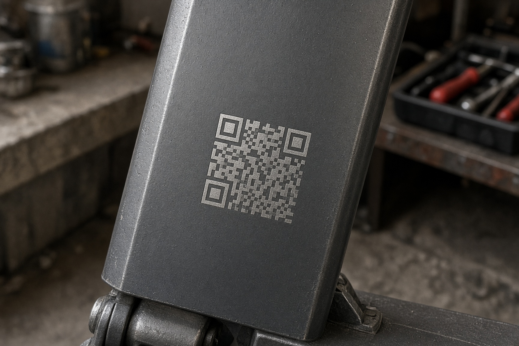 Caña de patinete pintada con QR donde se ha levantado la pintura