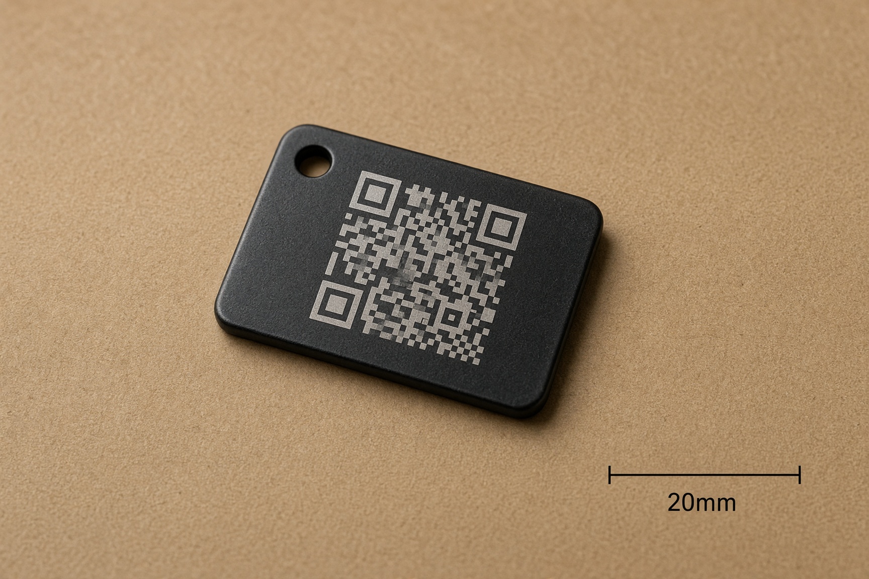 Placa negra recubierta con QR claro grabado a láser